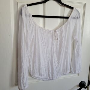 Sheer Crinkle White Super Soft Crop w/Front Ties